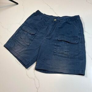 Unbranded Cargo Shorts Mens Navy Blue Elastic Waist Utility Multi Pocket